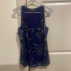 NWOT express blue sequin beaded tank top